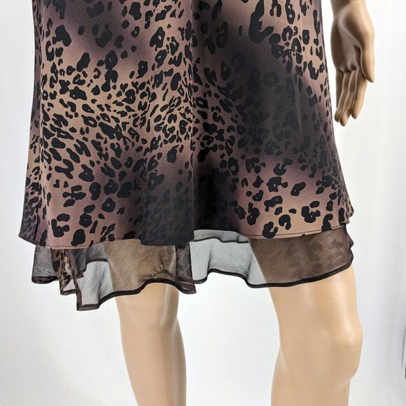 NWT Vintage 1990s Jones New York Silk Mini Dress Animal Print Cowl Size 8P - Picture 5 of 11